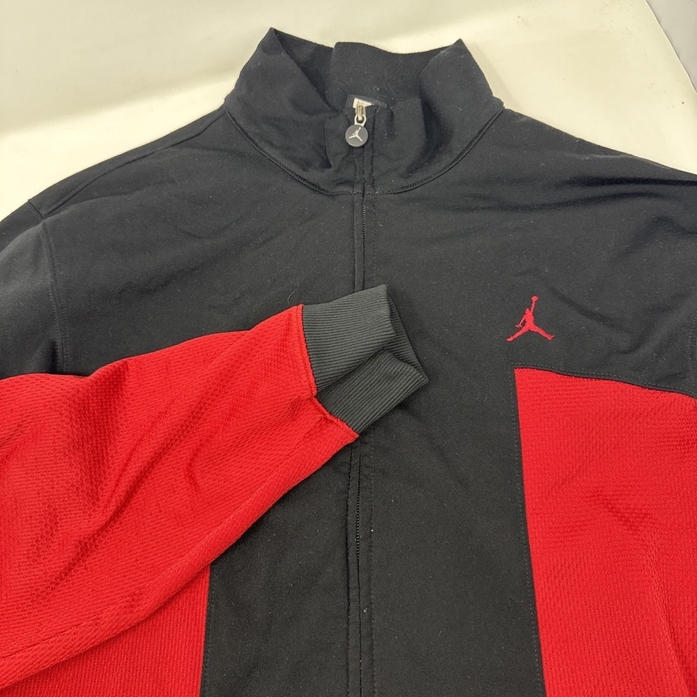 Jordan Full Zip Jacket Mens XL Red Black Air Track Retro Athletic Basketball